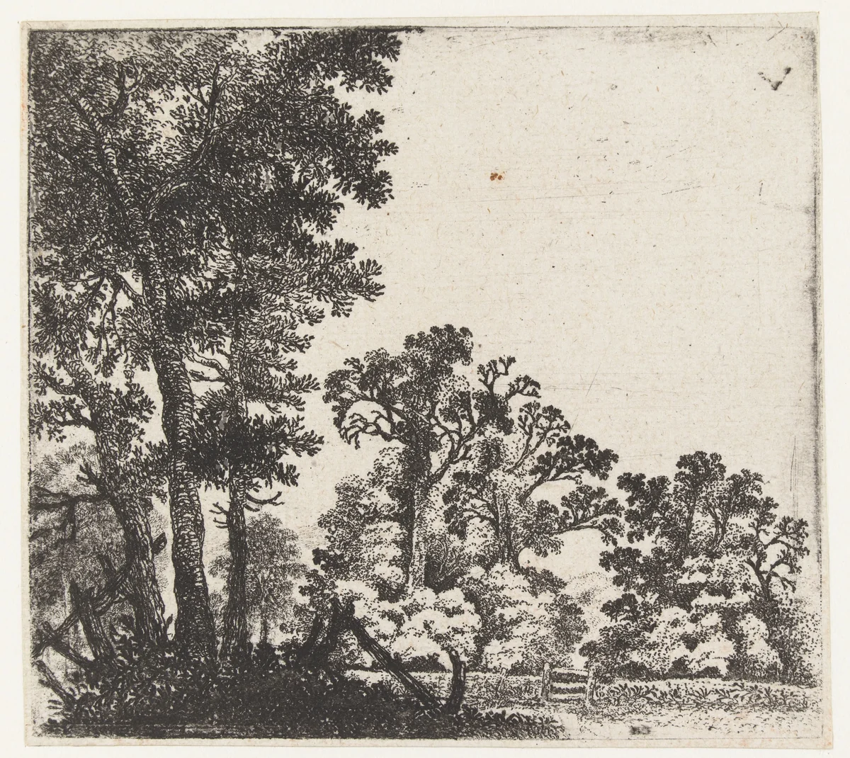 Landschap met gesloten hekje by Jan van Brosterhuyzen, print, 1610-1650