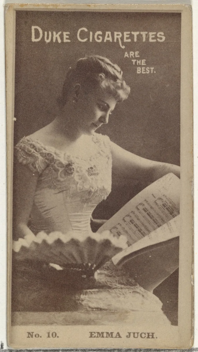Card Number 10, Emma Juch, from the Actors and Actresses series (N145-6) issued by Duke Sons & Co. to promote Duke Cigarettes by W. Duke, Sons & Co., photograph, 1880-1889