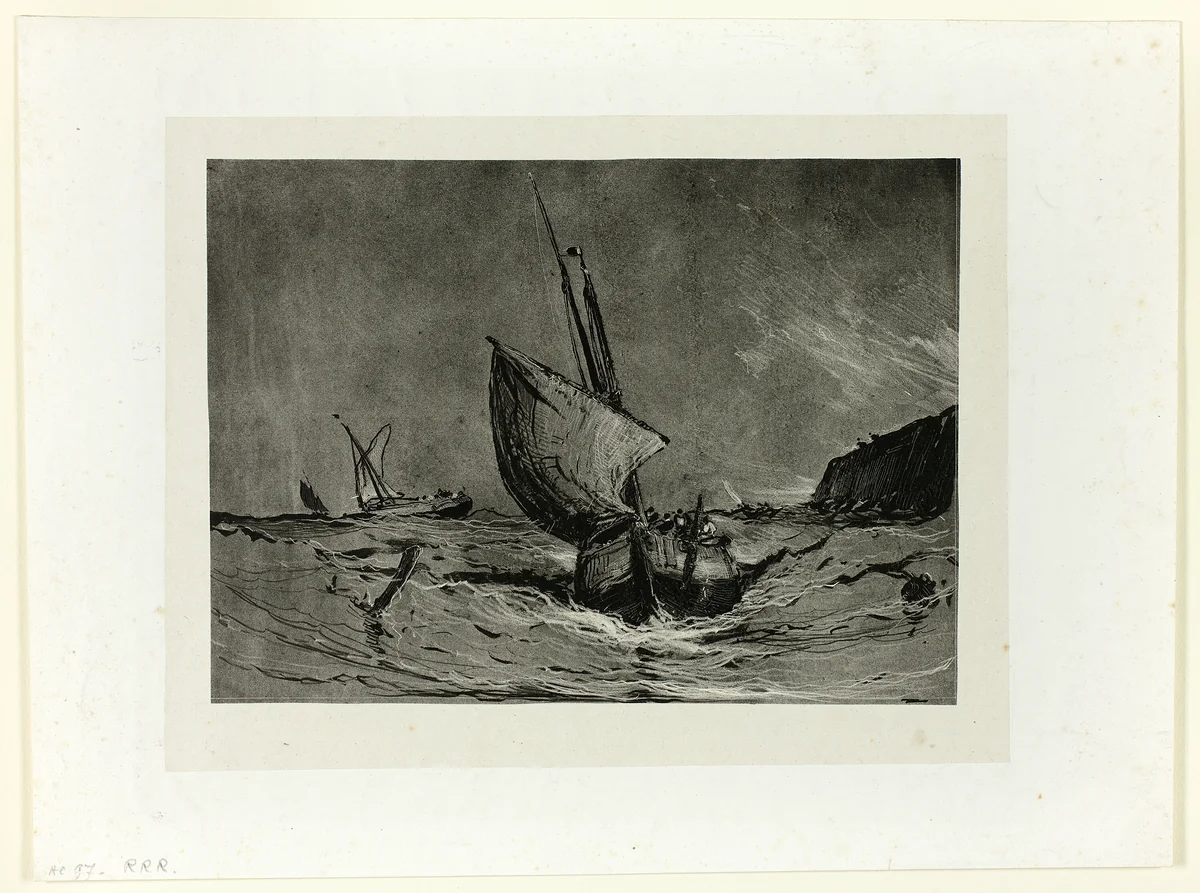 Fishing Boat in a Gale by Eugène Isabey, print, 1823-1886