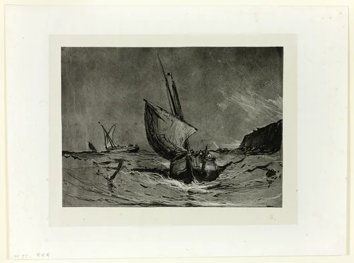 Fishing Boat in a Gale by Eugène Isabey, print, 1823-1886