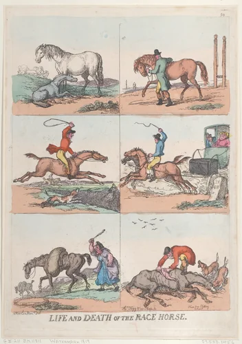 Life and Death of the Race Horse by Thomas Rowlandson, print, 1811-1819