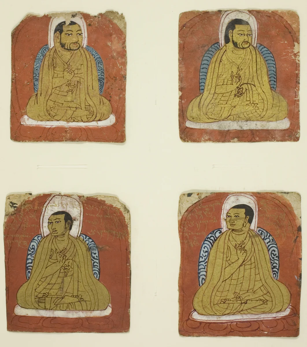 Four Miniature inscribed portraits of four Lamas by Tibet Central Tibet, other, 1301-1400