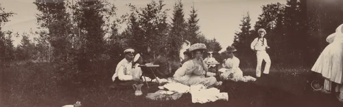 Mordvinov and Grand Duchess Olga Alexandrovna Enjoying a Picnic, Gatchino by Unidentified Photographer, photograph, 1908
