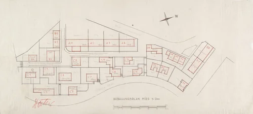 Weissenhof Housing Colony Master Plan, "The Dwelling," Stuttgart, Germany (Site plan) by Ludwig Mies van der Rohe, mies van der rohe archive, 1926