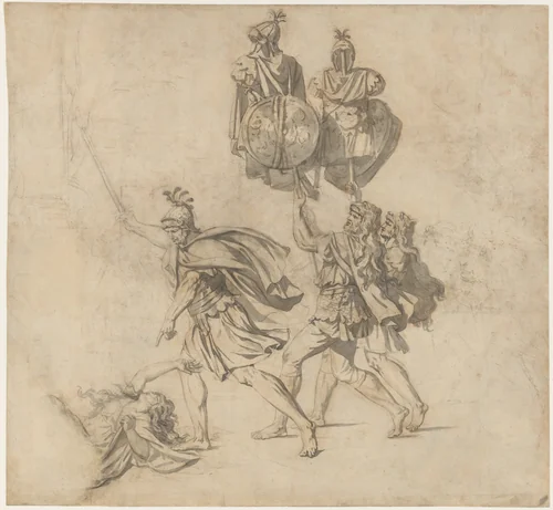 The Death of Camilla by Jacques-Louis David, drawing, 1776-1786