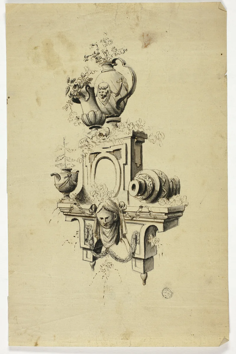 Design for a Chimney Piece by Unknown Artist, drawing, 1700-1799