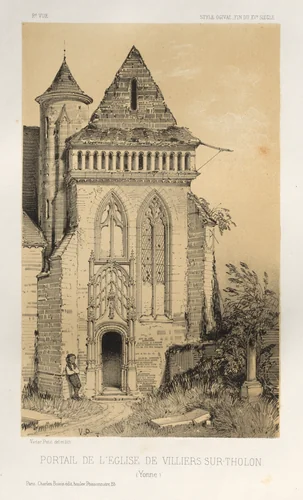 Architecture Pittoresque ou Monuments des xveme. Et xvieme. Siecles: Chateaux De France des XV et XVI Siecles: Pl.2, Portail de L'Eglise de Villiers Sur-Tholon (Yonne) by Victor Petit, print, 1860