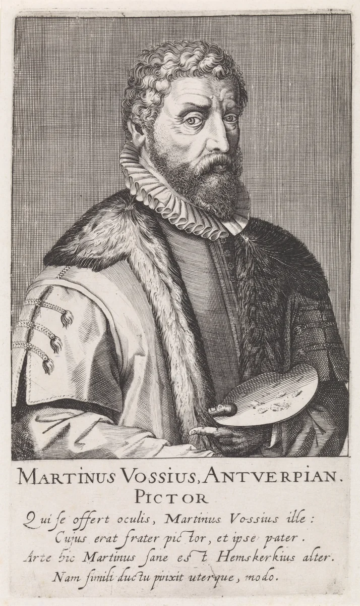Portret van Maerten de Vos by Simon Frisius, print, 1610