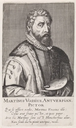 Portret van Maerten de Vos by Simon Frisius, print, 1610