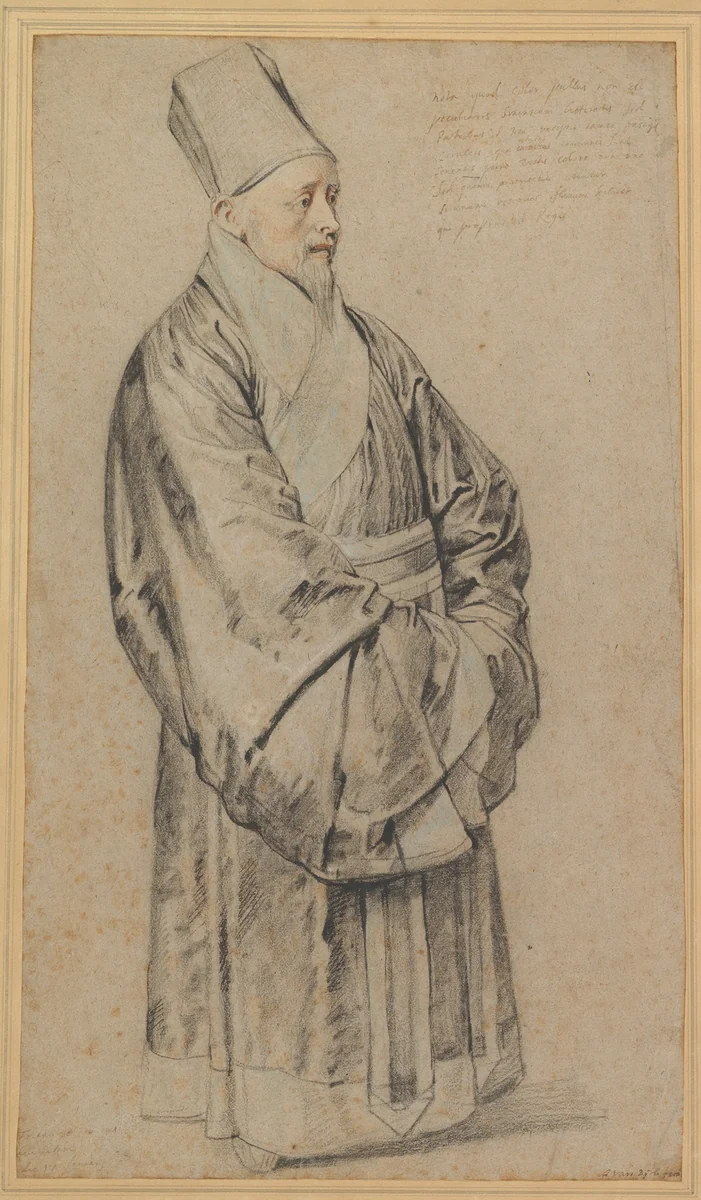 Portrait of Nicolas Trigault in Chinese Costume by Peter Paul Rubens, drawing, 1617