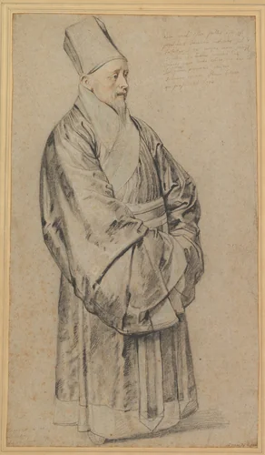 Portrait of Nicolas Trigault in Chinese Costume by Peter Paul Rubens, drawing, 1617