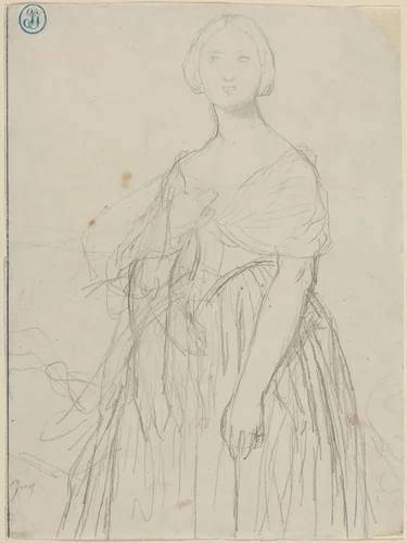 Sketch for Madame Moitessier by Jean-Auguste-Dominique Ingres, drawing, 1780-1867
