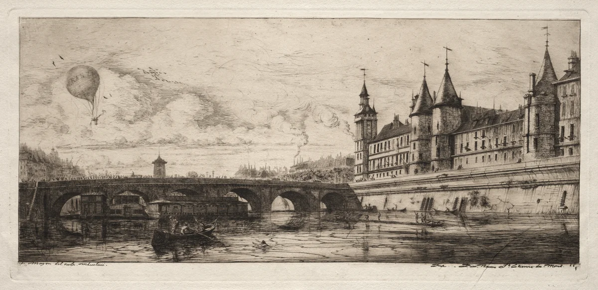 Etchings of Paris: The Exchange Bridge by Charles Meryon, print, 1854