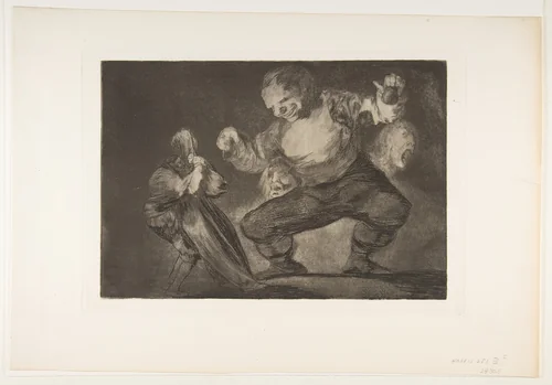 Dancing Giant, from "The Disparates" (Follies / Irrationalities) by Goya, print, 1810-1820