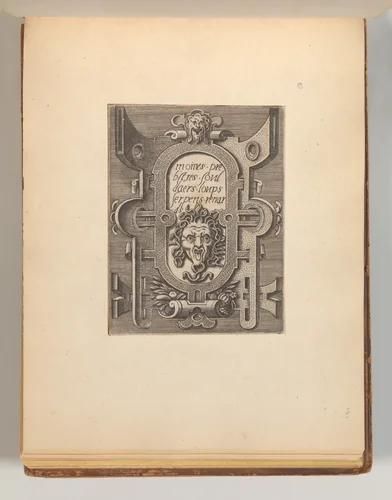 Series fof Cartouches, in: Targhe ed altri ornati di varie e capricciose invenzioni (Cartouches and other ornaments of various and capricious invention, page 34) by Cornelis Bos, book, 1540-1560