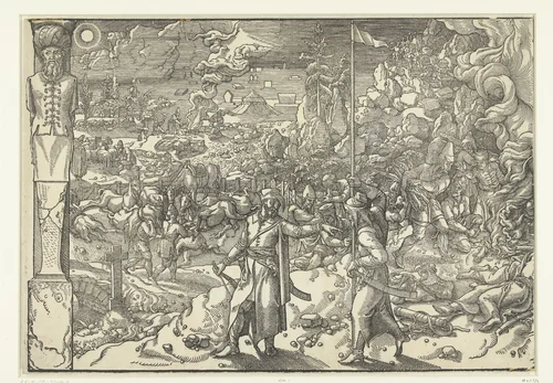 Soldaten rond een kampvuur by Pieter Coecke van Aelst, print, 1553