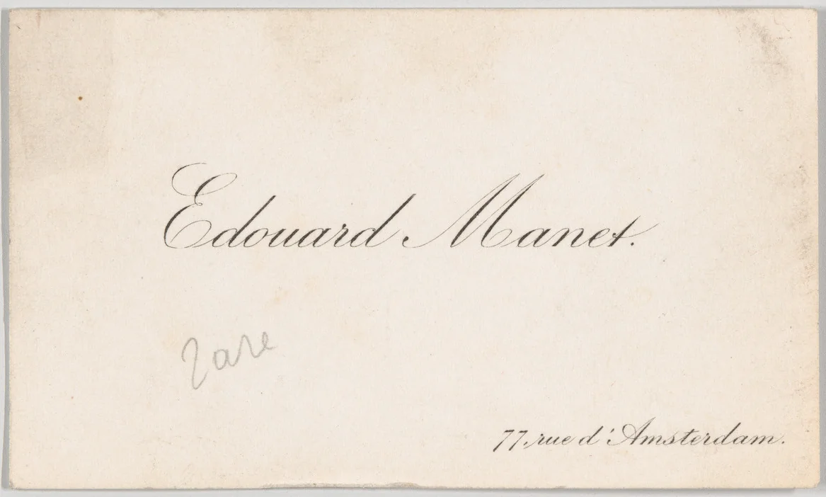 Edouard Manet, calling card by anonymous, print, 1851-1883