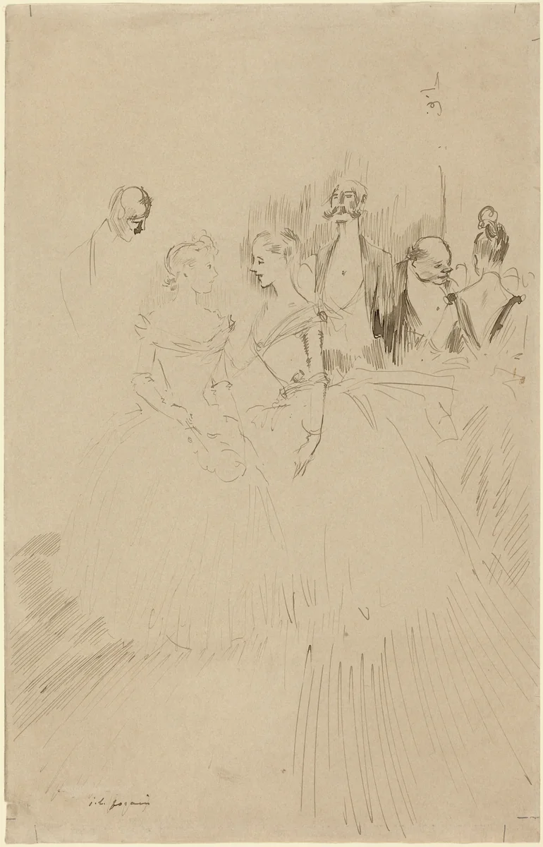 At an Evening Party by Jean-Louis Forain, drawing, 1852-1931