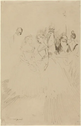 At an Evening Party by Jean-Louis Forain, drawing, 1852-1931