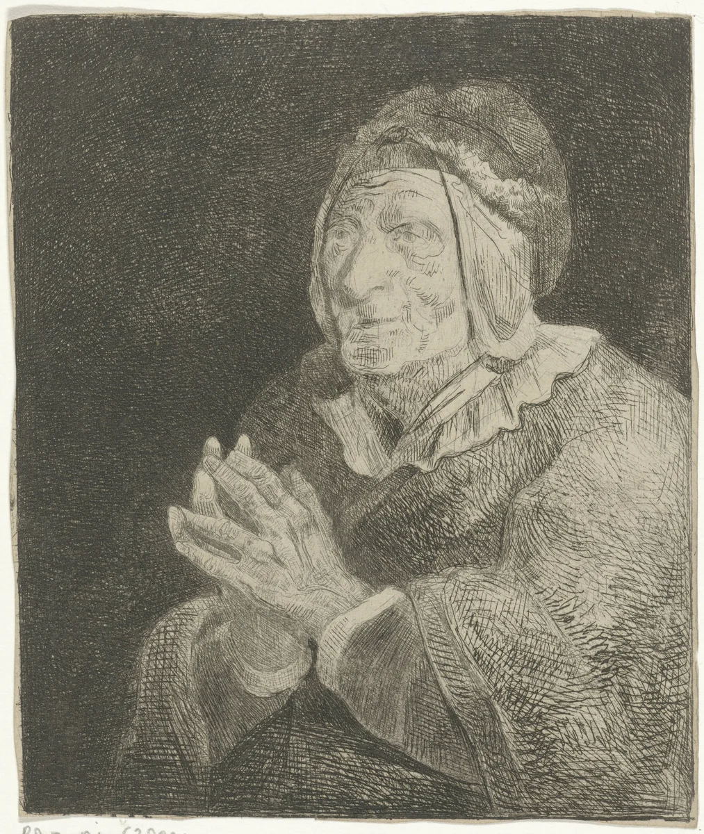 Oude vrouw by Jacobus Ludovicus Cornet, print, 1832