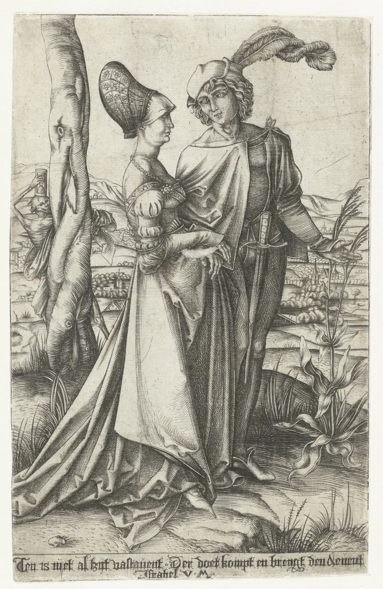 Jong paar en de Dood by Unknown, print, 1455-1503
