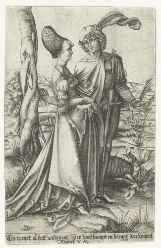 Jong paar en de Dood by Unknown, print, 1455-1503