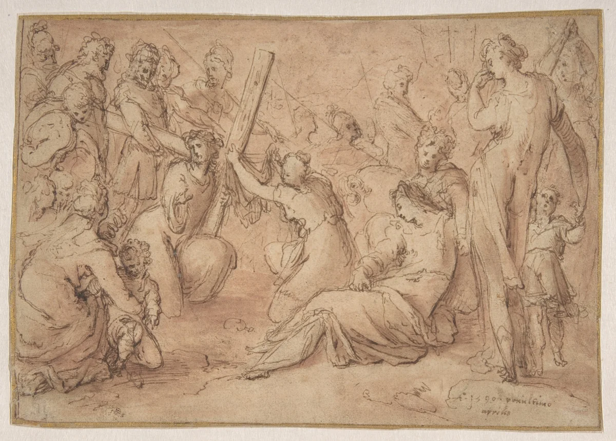 Christ Carrying the Cross by Caspar Fraisinger, drawing, 1590