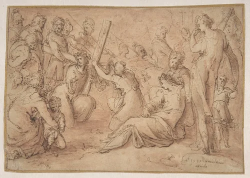 Christ Carrying the Cross by Caspar Fraisinger, drawing, 1590