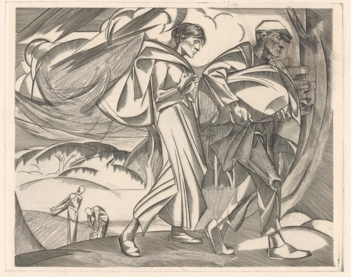 Man en vrouw die allebei een zak dragen by Johannes Josephus Aarts, print, 1881-1934