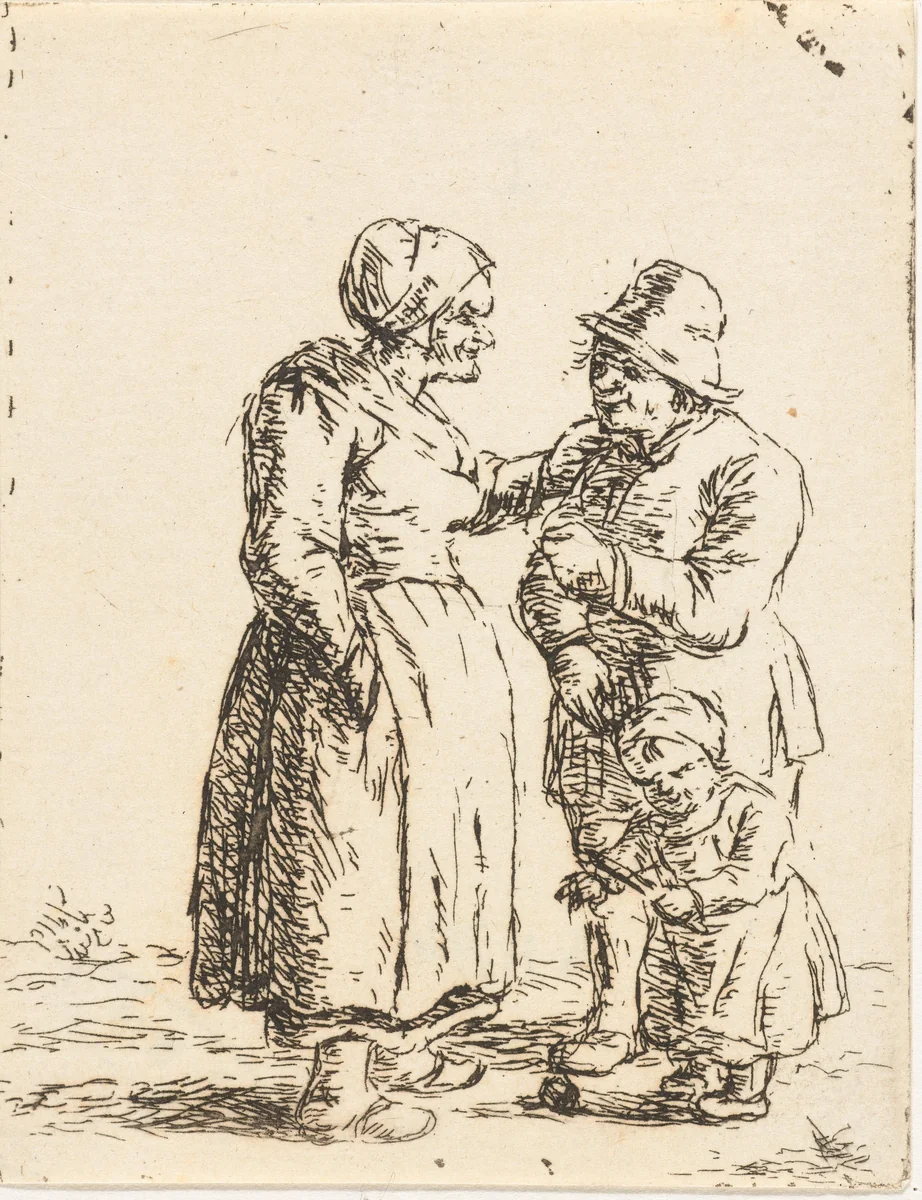 Boer met gezin by Christina Chalon, print, 1758-1808