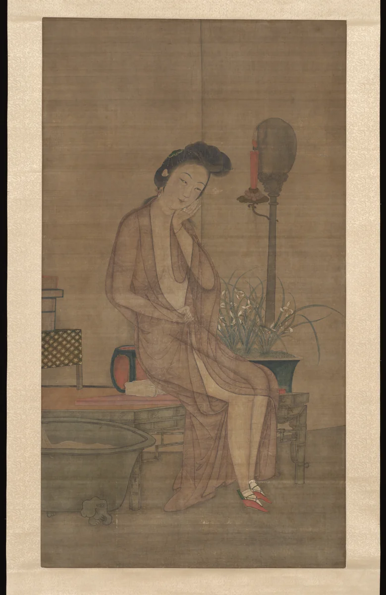 Beauty about to bathe by Unidentified Artist, painting, 1700-1799