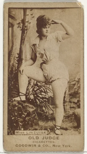 Miss Linzuisk, from the Actors and Actresses series (N171) for Old Judge Cigarettes by Goodwin & Company, photograph, 1886-1890