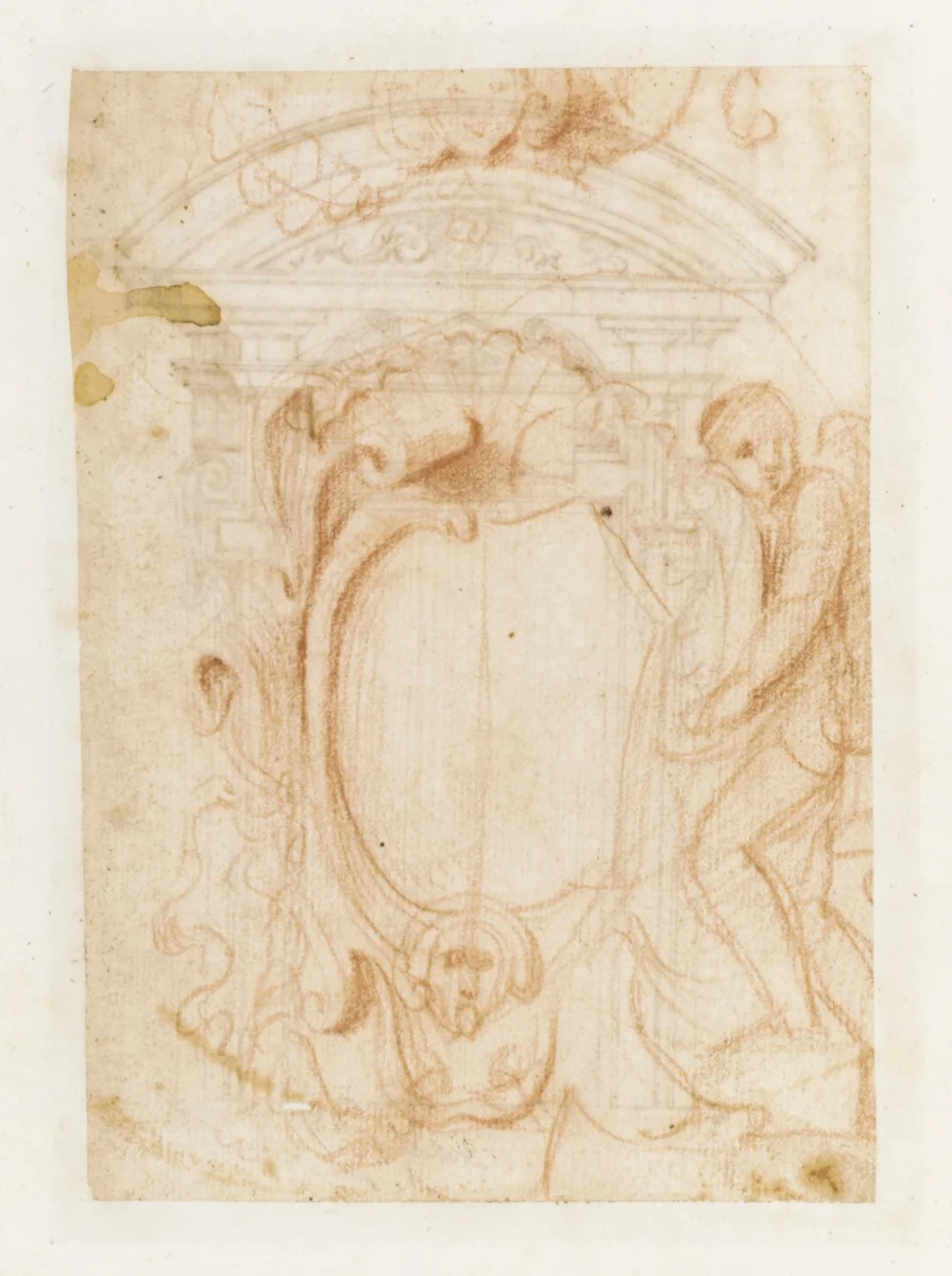 Album Containing Architectural, Ornament, and Figure Drawings by Giovanni Battista Mola, book, 1630-1631