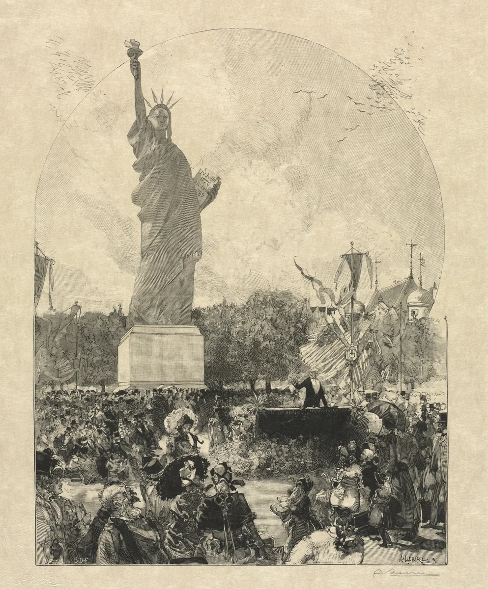 Liberty Enlightening the World, Offered to the City of Paris by the Americans by Auguste Louis Lepère, print, 1885
