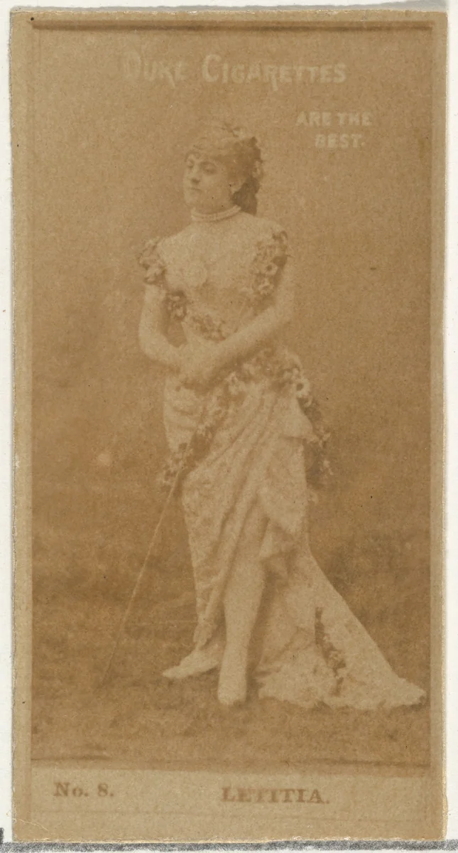 Card Number 8, Letitia, from the Actors and Actresses series (N145-6) issued by Duke Sons & Co. to promote Duke Cigarettes by W. Duke, Sons & Co., photograph, 1880-1889