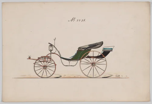 Design for Pony Phaeton, no. 3338 by Brewster & Co., drawing, 1877