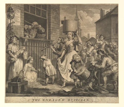 The Enraged Musician by William Hogarth, print, 1741