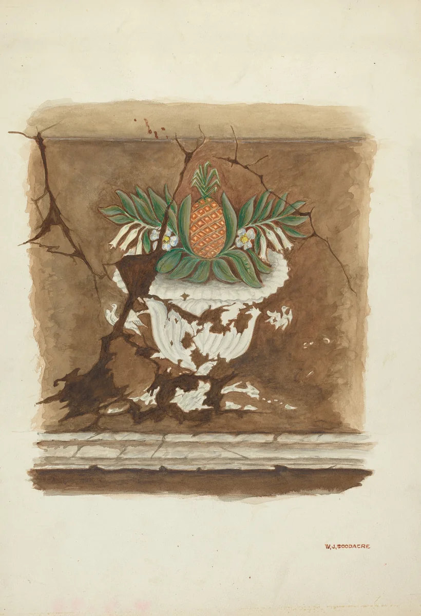 Wall Painting - Pineapple Motif by W.J. Goodacre, index of american design, 1937