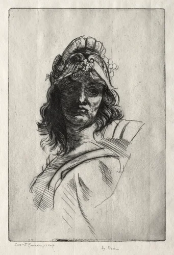 Bust of Bellone by Auguste Rodin, print, 1883