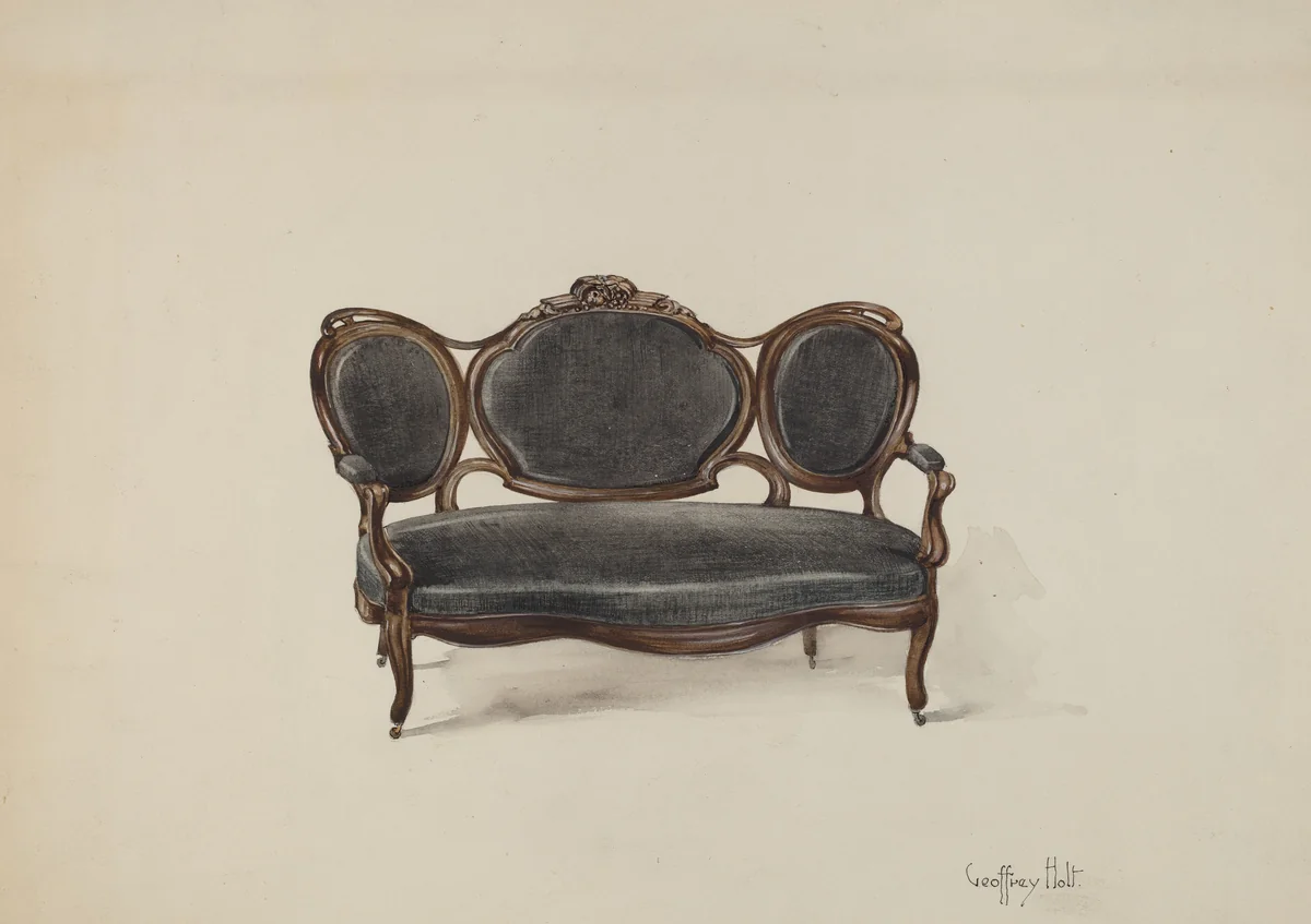 Settee, Walnut by Geoffrey Holt, index of american design, 1937
