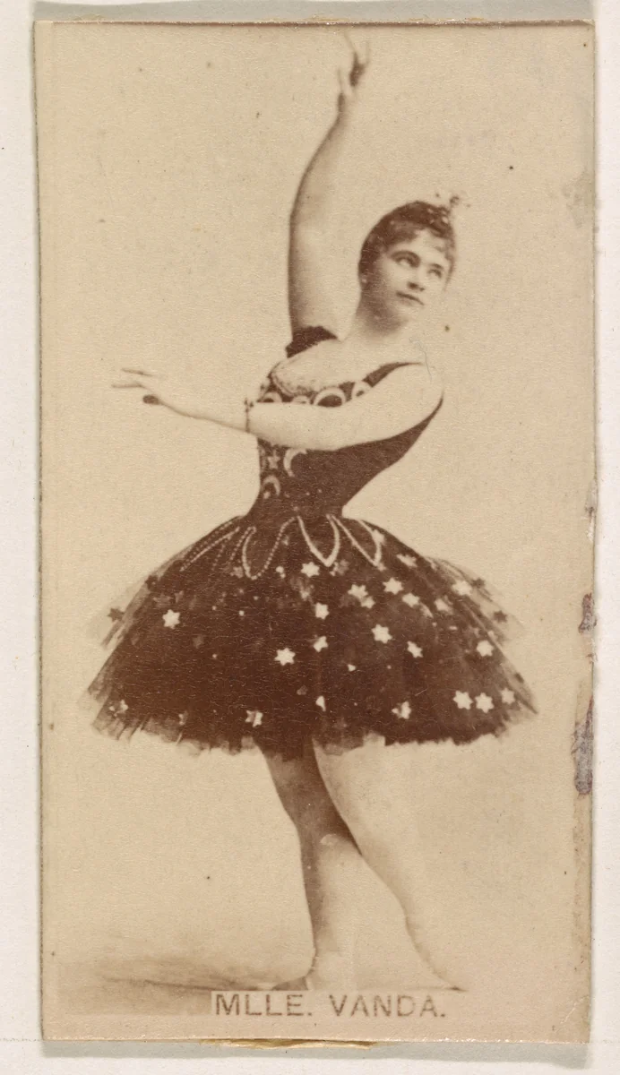 Mlle. Vanda, from the Actresses series (N245) issued by Kinney Brothers to promote Sweet Caporal Cigarettes by Kinney Brothers Tobacco Company, photograph, 1890