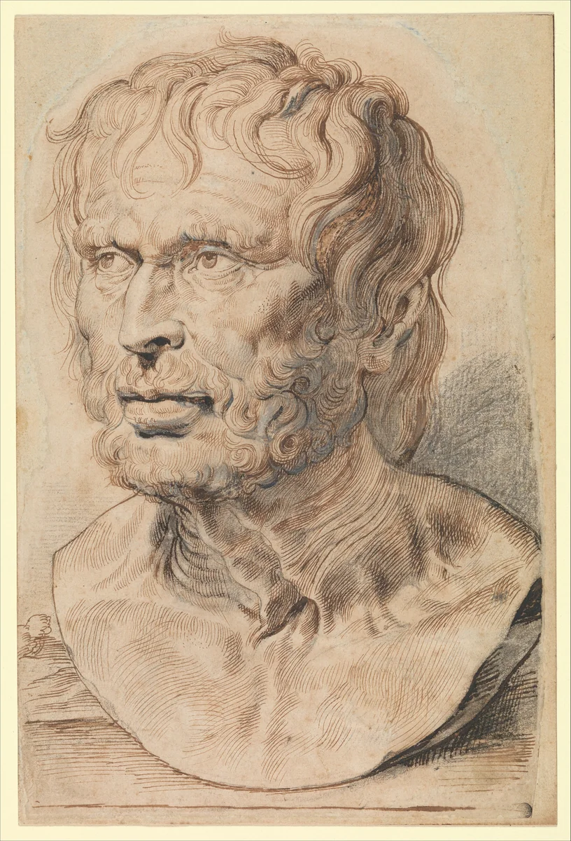 Bust of Pseudo-Seneca by Peter Paul Rubens, drawing, 1600-1626