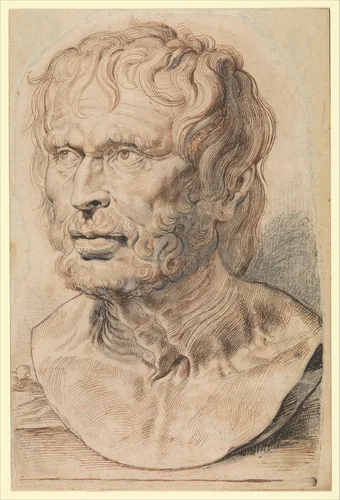 Bust of Pseudo-Seneca by Peter Paul Rubens, drawing, 1600-1626