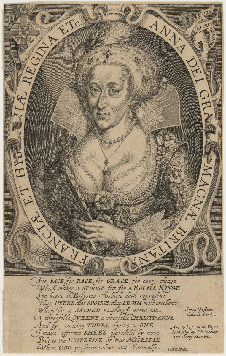 Anne of Denmark by Simon van de Passe, print, 1595-1647