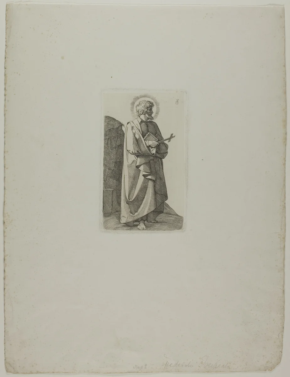 Saint Philipp Neri with Cross and Book by Johann Friedrich Overbeck, print, 1826
