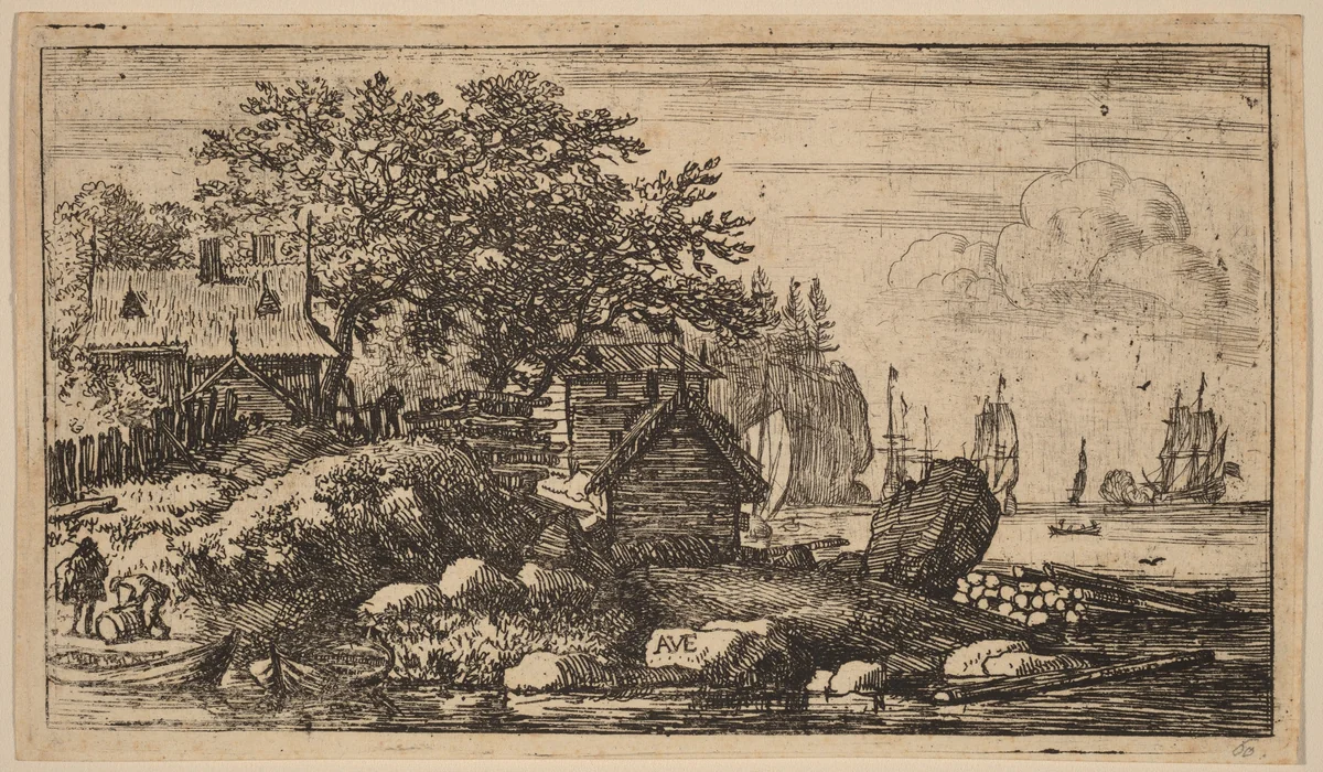 Two Empty Skiffs by Allart van Everdingen, print, 1645-1656