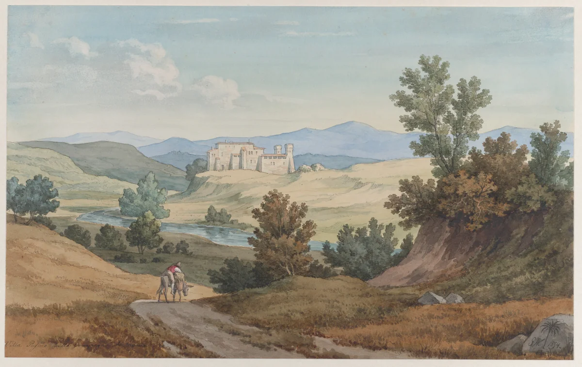 The Villa Pasino by Gustav Wilhelm Palm, drawing, 1854