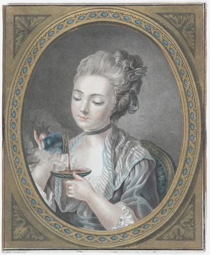 The Woman Taking Coffee by Louis Marin Bonnet, print, 1774