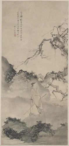 The Poet Lin Bu Wandering in the Moonlight by Du Jin, painting, 1460-1492