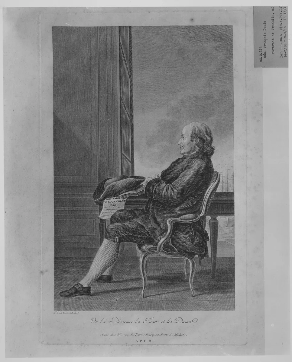 Benjamin Franklin by François Denis, print, 1781